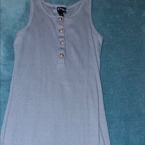 Art Class light blue Ribbed Tank Top with Button Detail